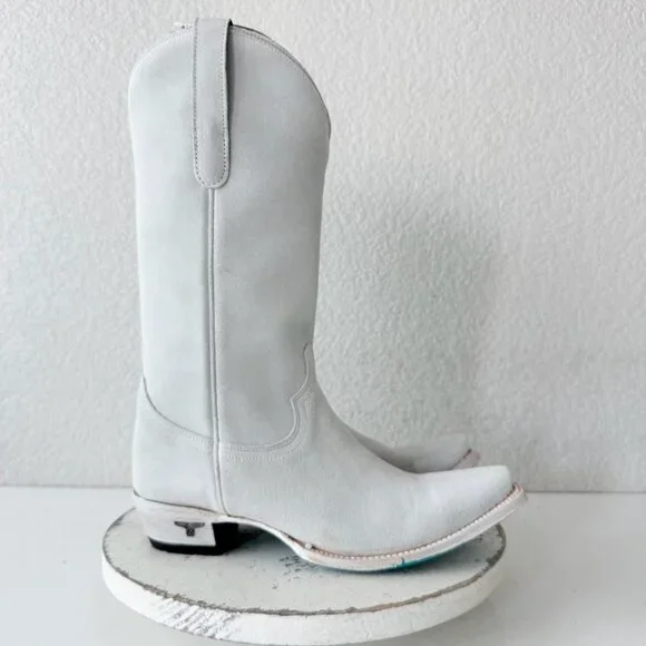Lane Boots EMMA JANE White Suede Cowboy Western Cowgirl Mid Calf Snip Toe 8.5 - Picture 3 of 13